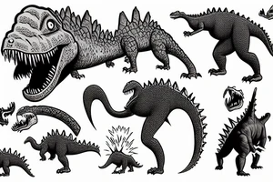 Dorothy the dinosaur vs godzilla tattoo idea