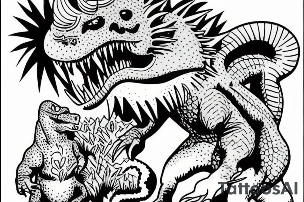 Dorothy the dinosaur vs godzilla tattoo idea