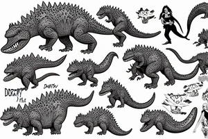 Dorothy the dinosaur vs godzilla tattoo idea