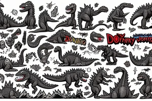 Dorothy the dinosaur vs godzilla tattoo idea