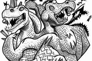Dorothy the dinosaur vs godzilla tattoo idea
