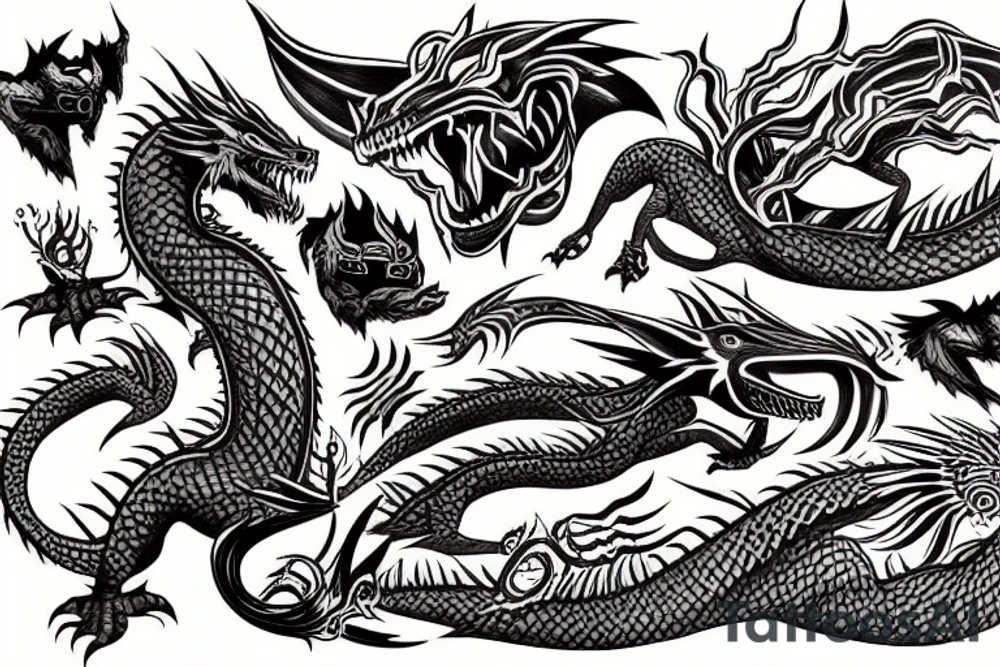 Elder dragon burn city tattoo idea