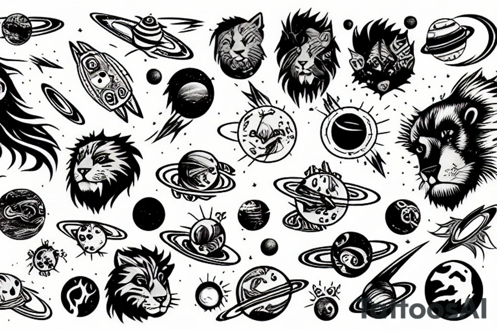 space lion tattoo idea