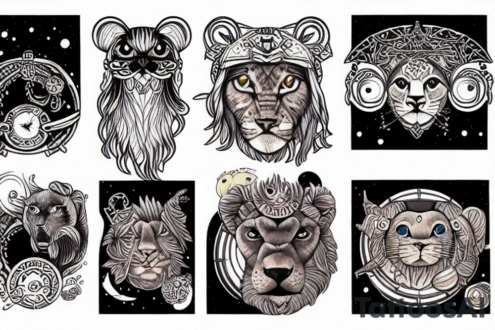space lion tattoo idea