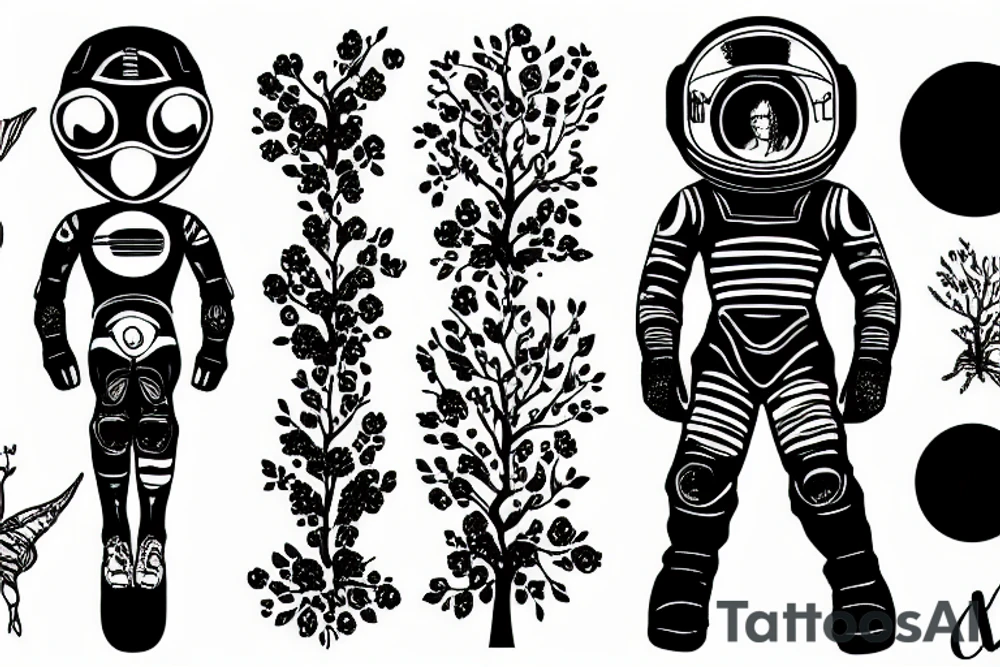 space motorcycle tree children tattoo idea
