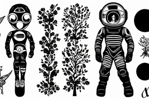 space motorcycle tree children tattoo idea