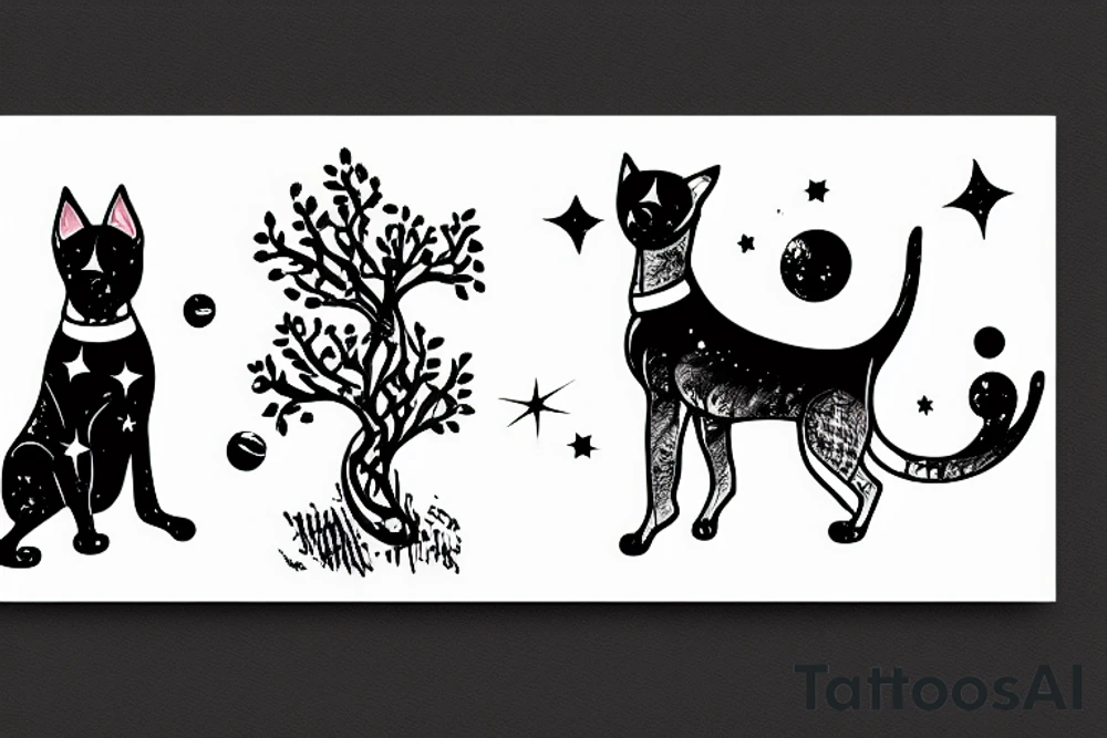 space watch cat bull terrier tree children tattoo idea