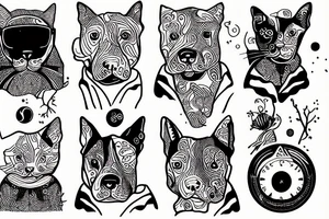 space watch cat bull terrier tree children tattoo idea