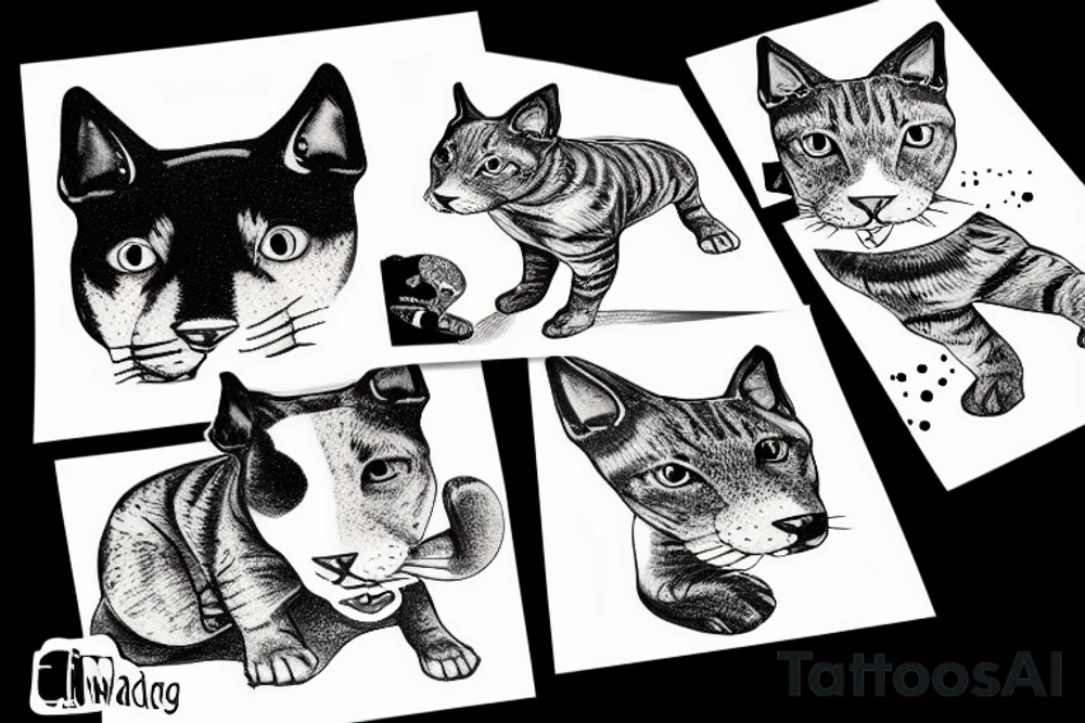space watch cat bull terrier tree children tattoo idea