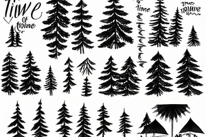 the value of time, love and friendship, dancing, pine trees, ocean waves tattoo idea