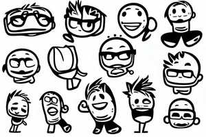 Animated  Cartoon Coconut hero with glasses , arms and legs, smiling and dancing tattoo idea