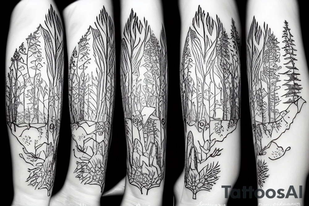 Forest bear tattoo idea