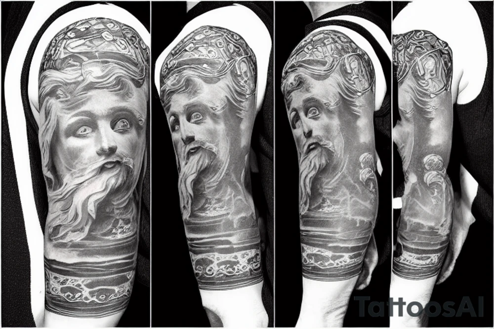 god Neptune with a tanker tattoo idea