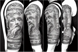 god Neptune with a tanker tattoo idea
