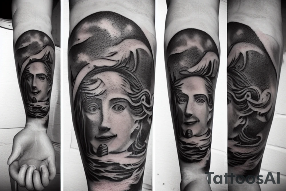 god Neptune with a tanker tattoo idea