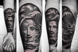 god Neptune with a tanker tattoo idea