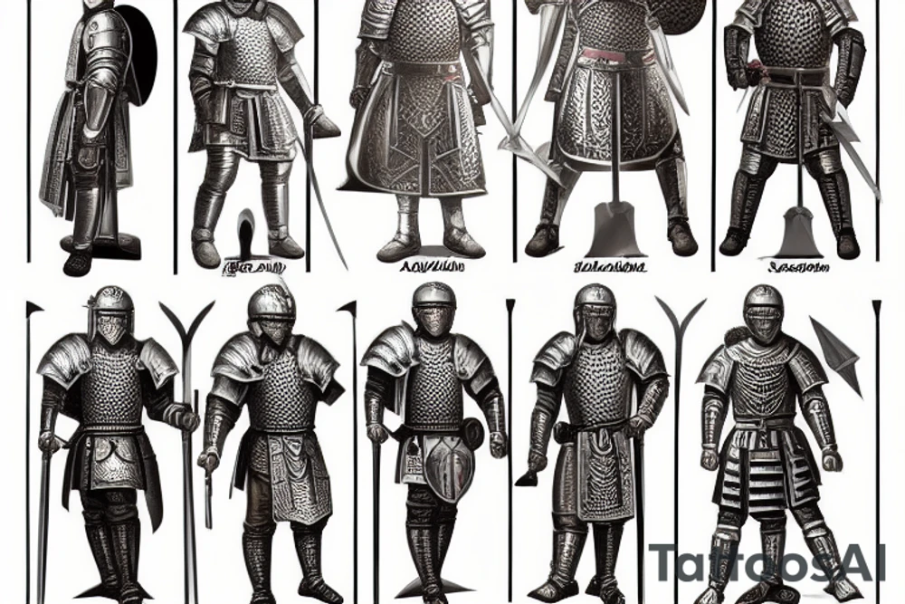 historic, ancient, warrior, strong, armor of god, soldier of christ, full armor, belt, belt of truth, breastplate, breastplate of righteousness, shield, shield of faith, extinguish flamin arrows, helmet, helmet of salvation, sword, sword of the spirit tattoo idea