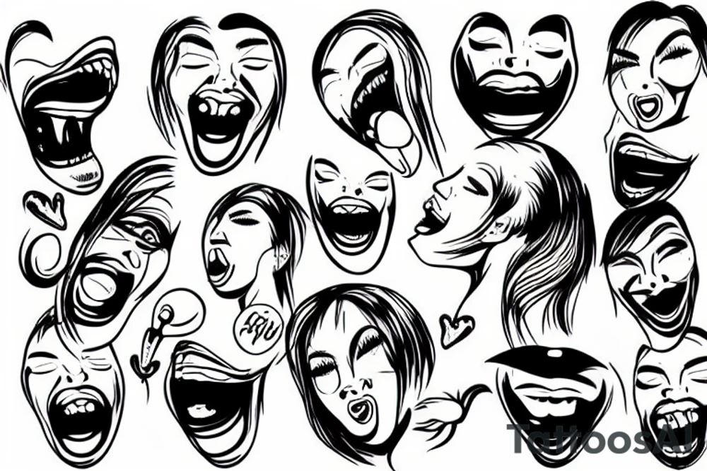 face photo with tongue out tattoo idea