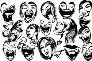 face photo with tongue out tattoo idea