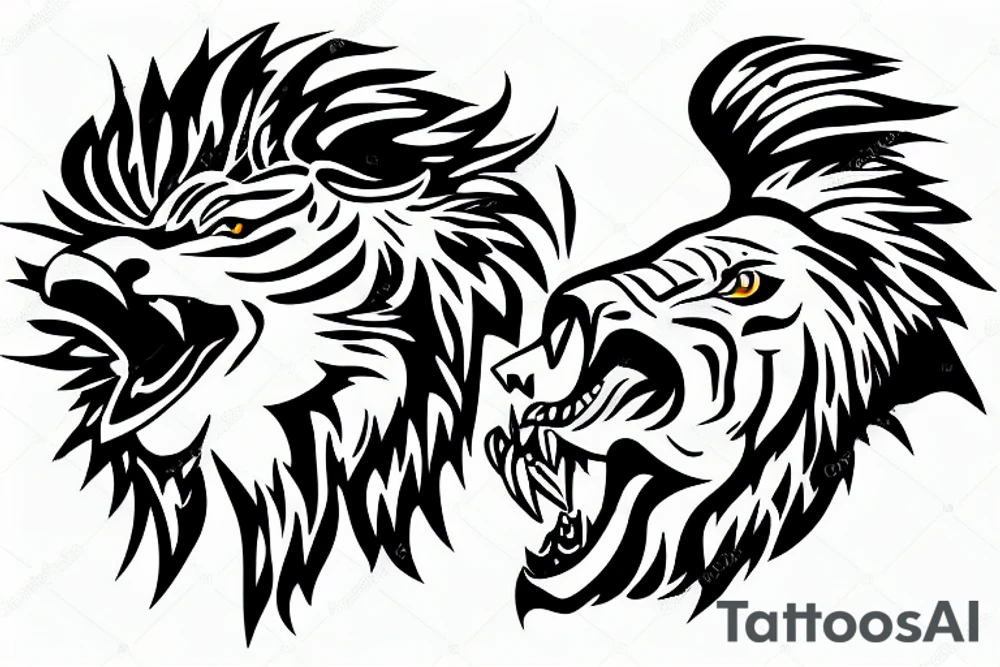 eagle third reich with lion and tiger tattoo idea