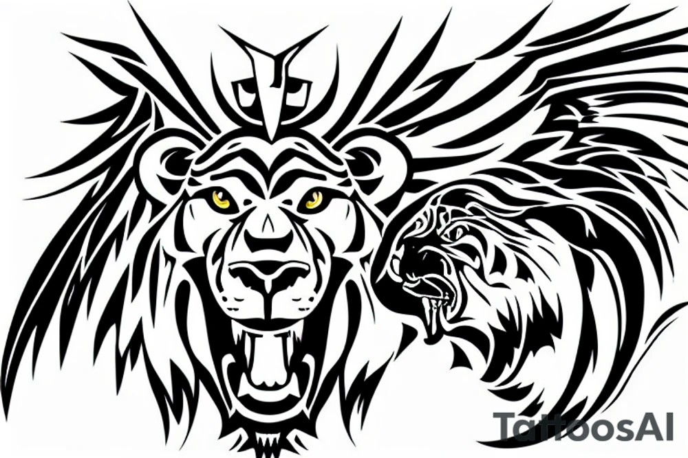 eagle third reich with lion and tiger tattoo idea