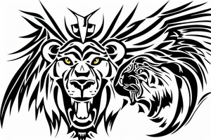 eagle third reich with lion and tiger tattoo idea