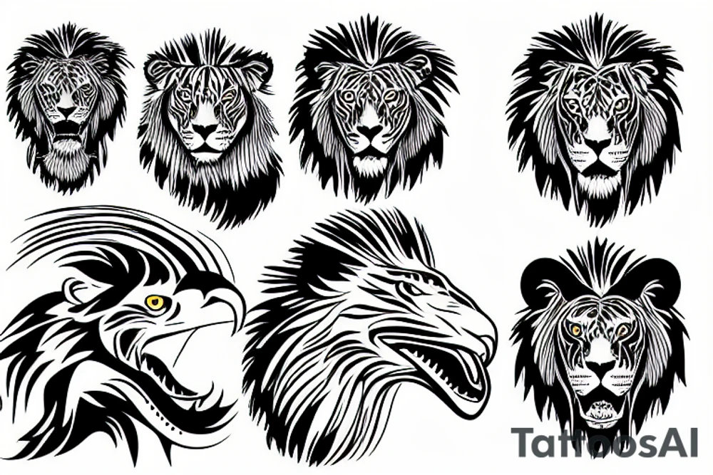 eagle third reich with lion and tiger tattoo idea