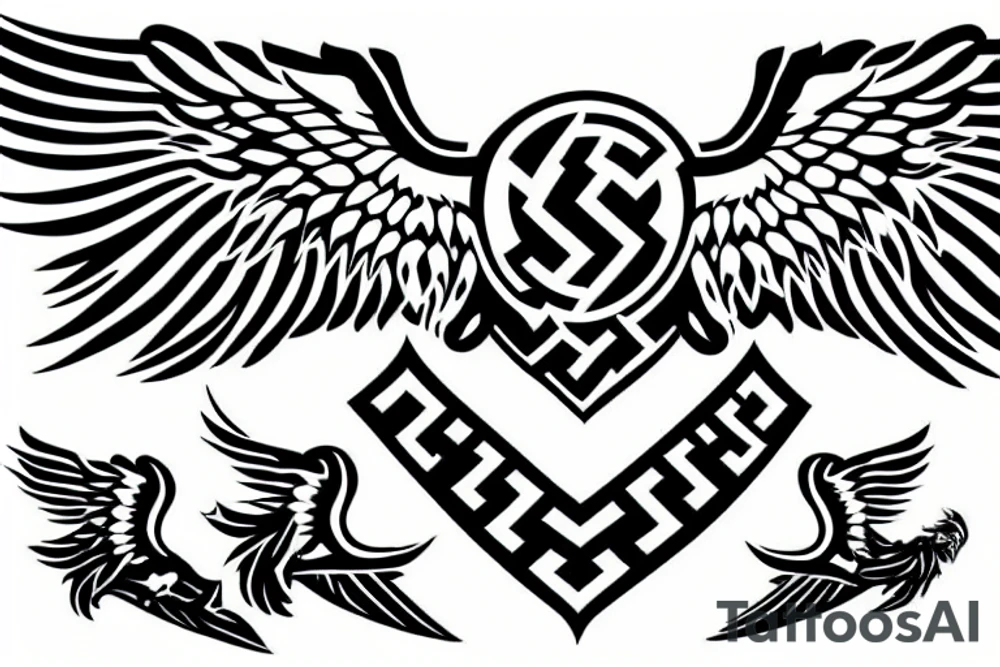 lion and tiger
 with wings of eagle third reich tattoo idea