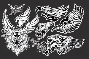 lion and tiger
 with wings of eagle third reich tattoo idea
