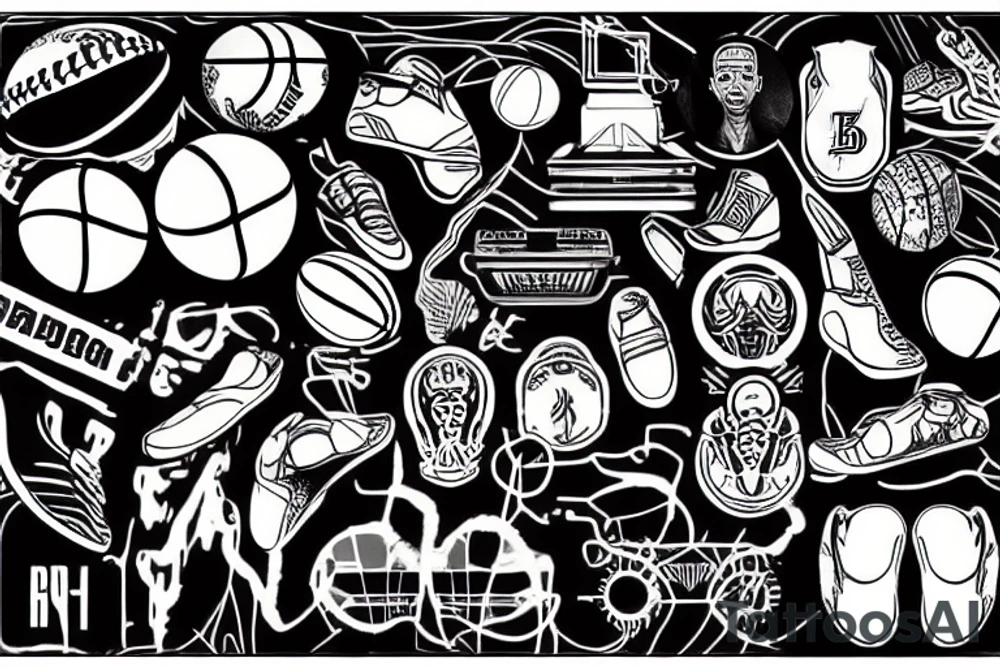 Bay Area, Digital, Ethiopia, Basketball, Football, Music, Hip-Hop, Technology tattoo idea