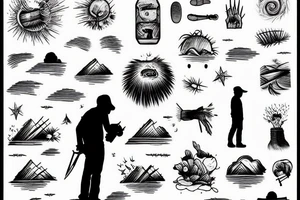 A hardwork man standing in a field alone looking at the sky tattoo idea