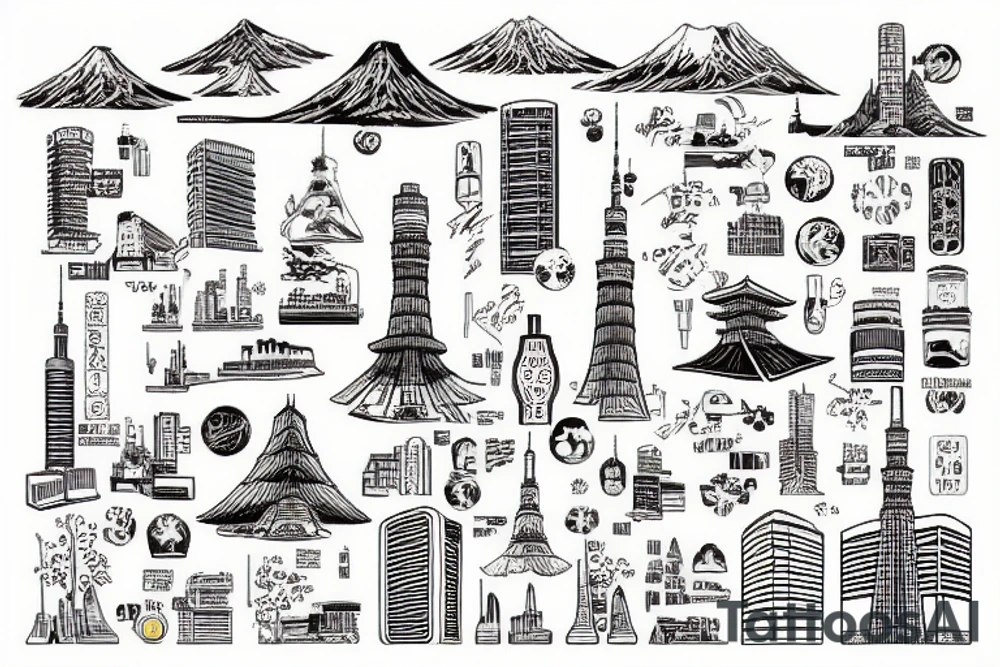 Tokyo City in a scientific world tattoo idea