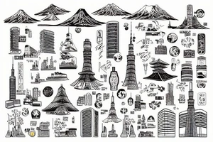Tokyo City in a scientific world tattoo idea
