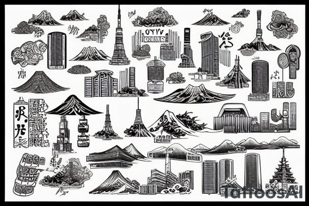 Tokyo City in a scientific world tattoo idea