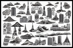 Tokyo City in a scientific world tattoo idea
