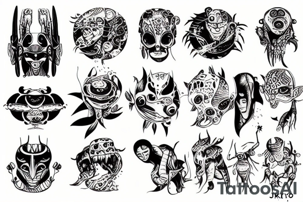 Tokyo City alien people tattoo idea