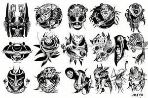 Tokyo City alien people tattoo idea