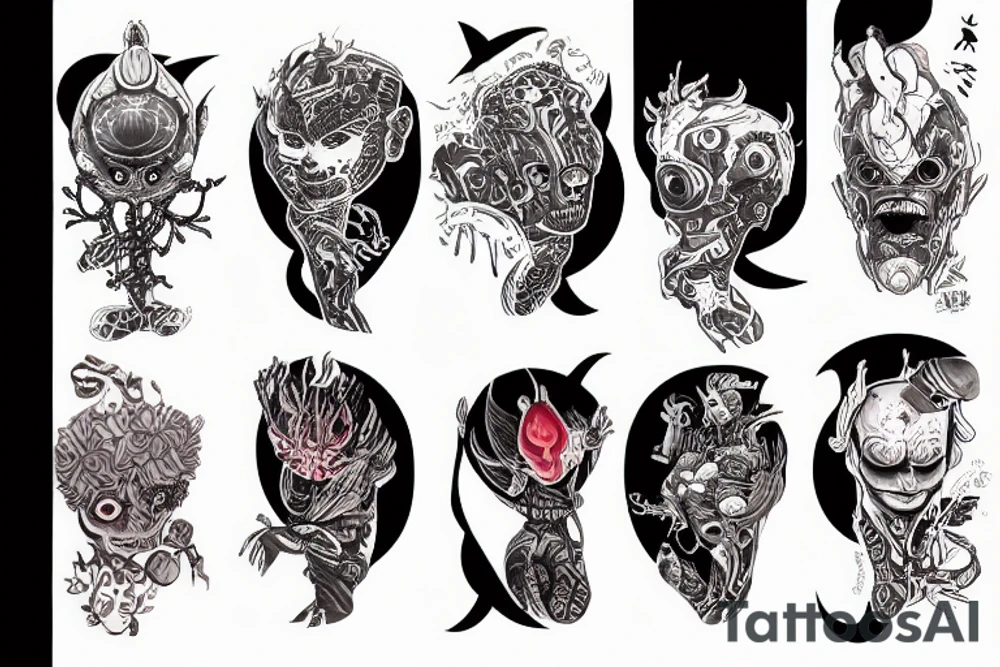 Tokyo City alien people tattoo idea