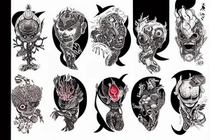 Tokyo City alien people tattoo idea