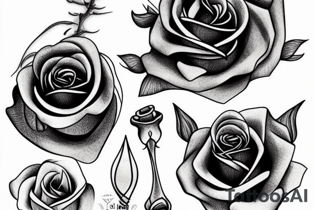 rose knife tattoo idea