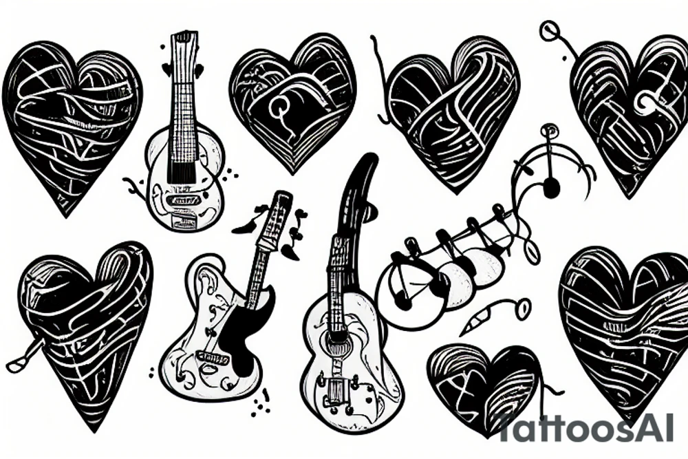 HEART WITH INSTRUMENTS tattoo idea