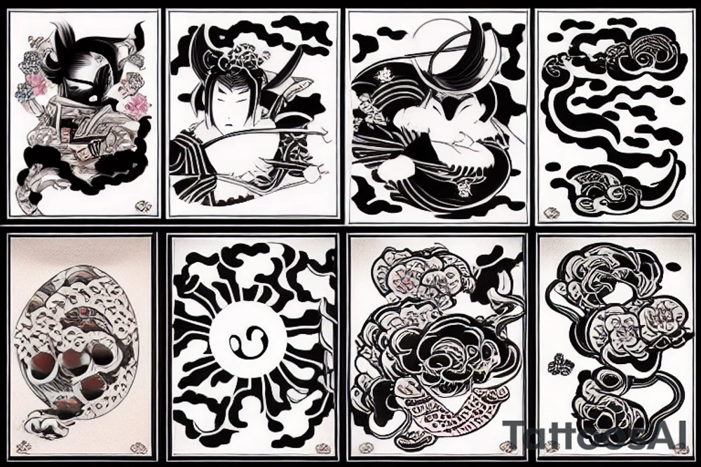 traditional japanese art Trim sheet tattoo idea