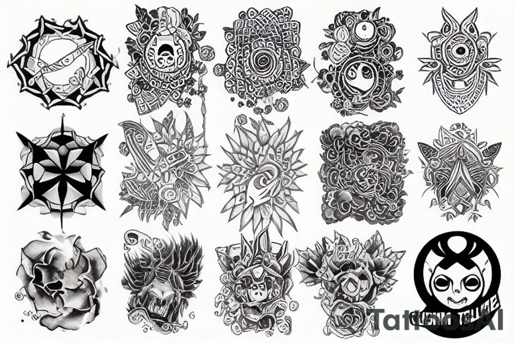 colorefule art Trim sheet tattoo idea