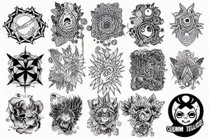 colorefule art Trim sheet tattoo idea