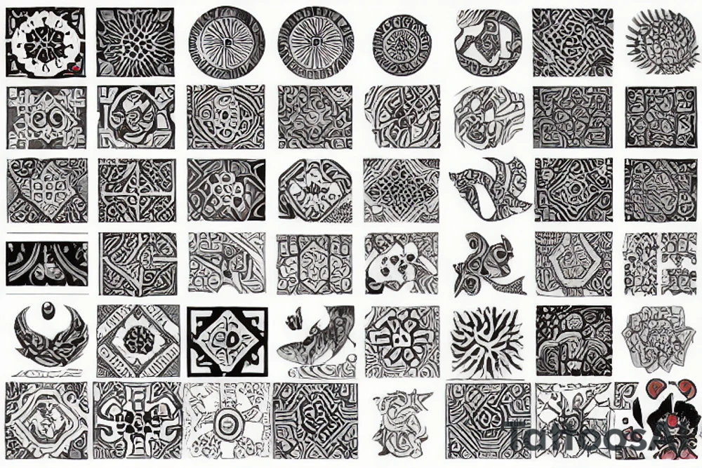 colorefule art tile patern tattoo idea