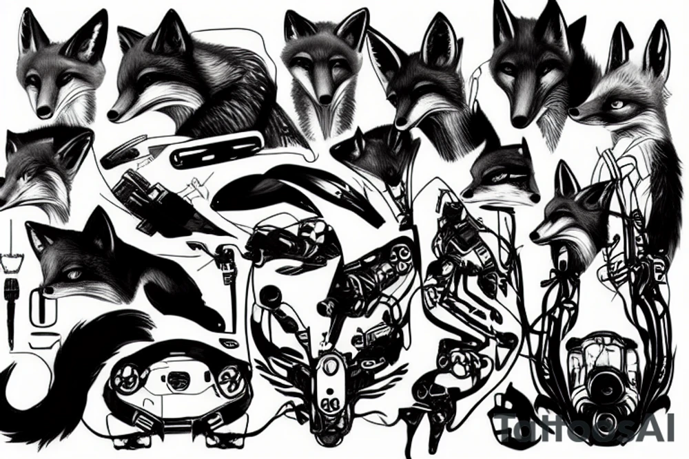 fox cyberpunk tattoo idea