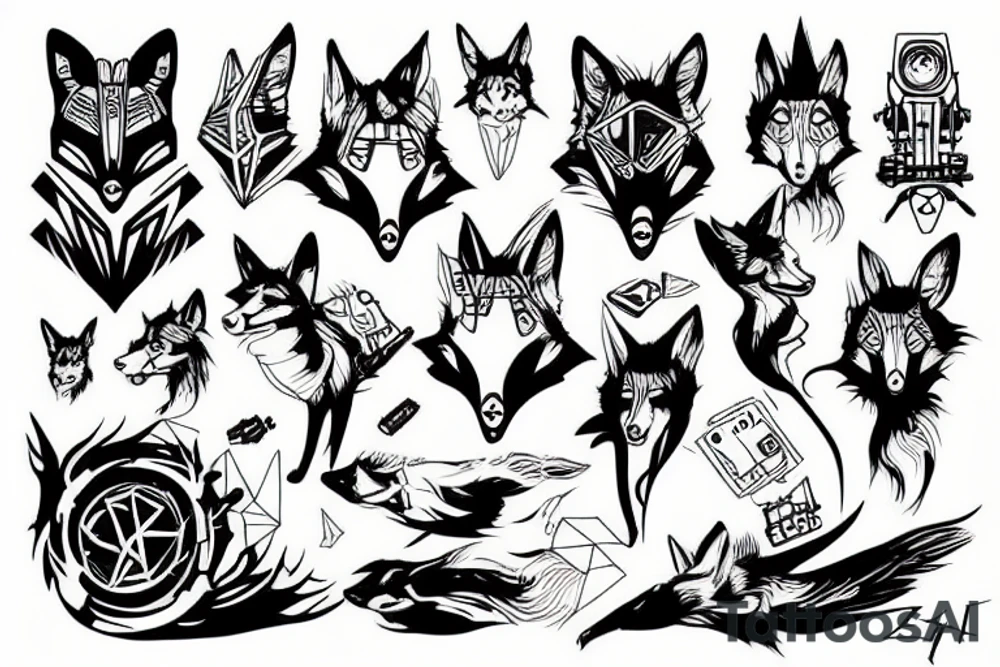 fox cyberpunk tattoo idea