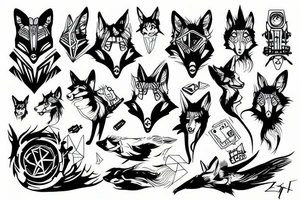 fox cyberpunk tattoo idea