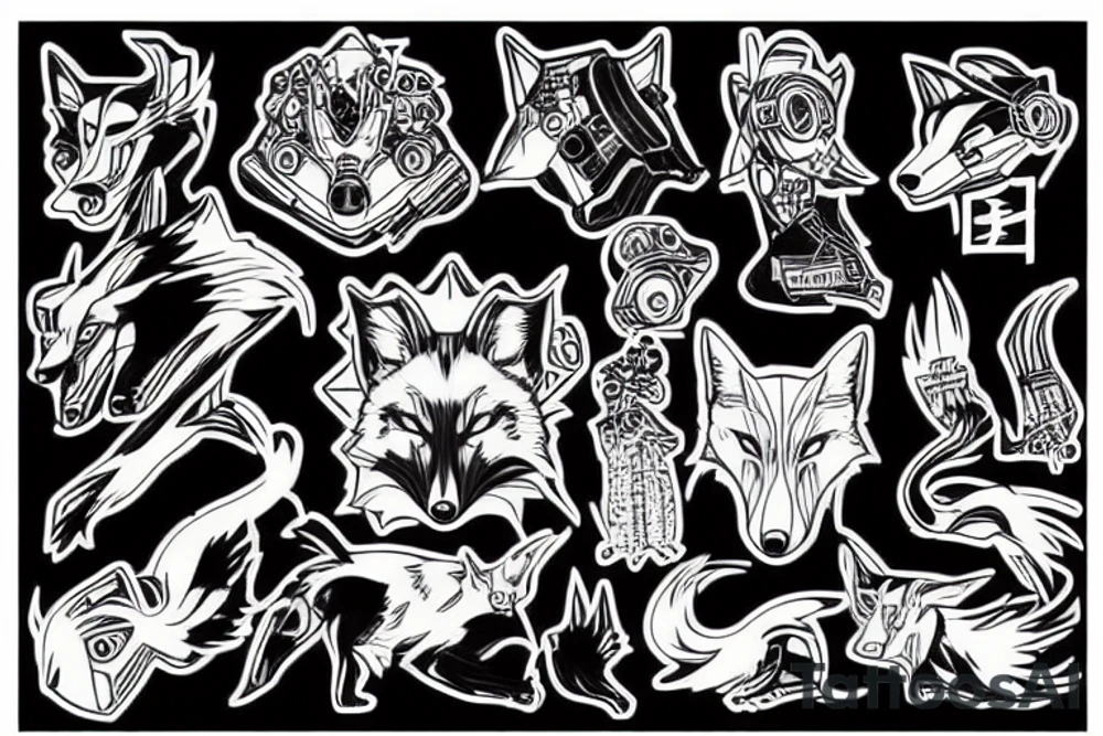 fox cyberpunk tattoo idea