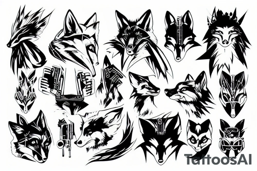 fox cyberpunk tattoo idea
